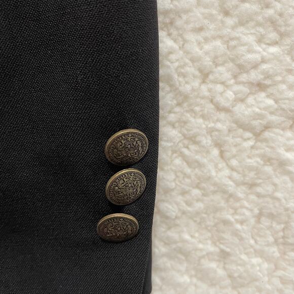 Vintage Oscar de la Renta Black Wool Blazer Sport Coat 44L Gold Crest Buttons - Picture 11 of 12